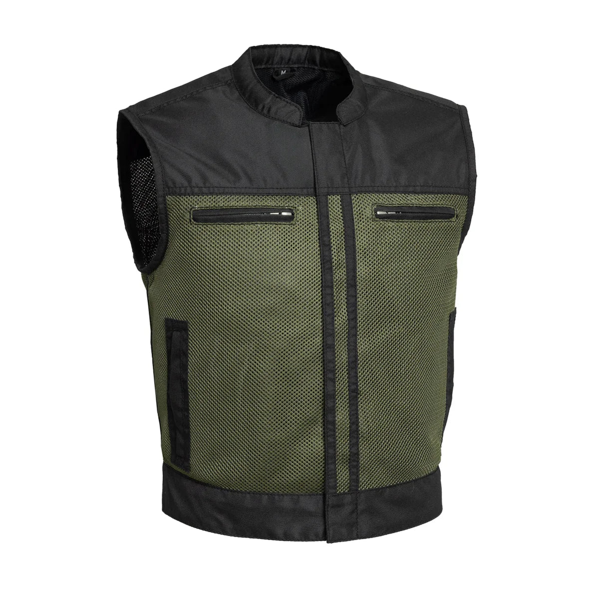 Lowrider Moto Mesh Men's Motorcycle Vest Men's Leather Vest First Manufacturing Company Black Green S